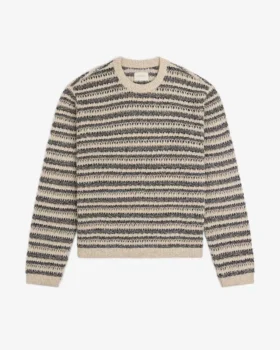 Bouclé-tröja med rund hals och öppen stickning