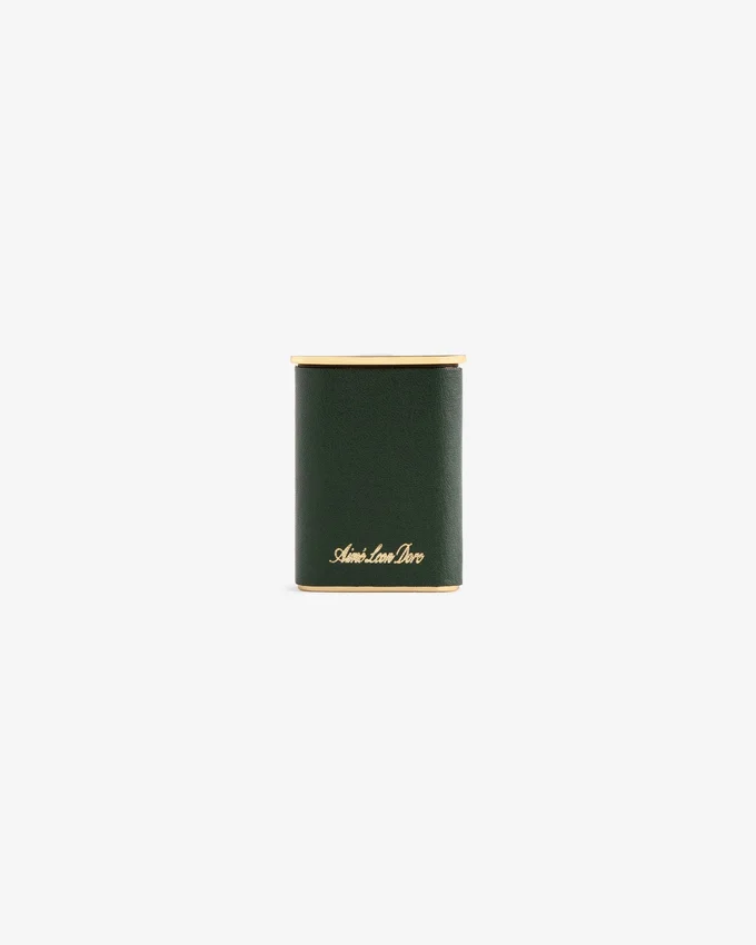 Bärbar askkopp i läder med Queens Crest-motiv