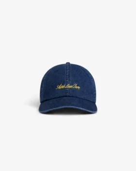Denim-keps med text