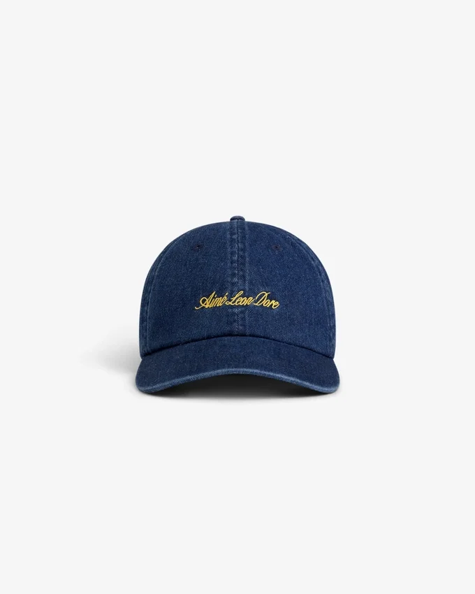Denim-keps med text