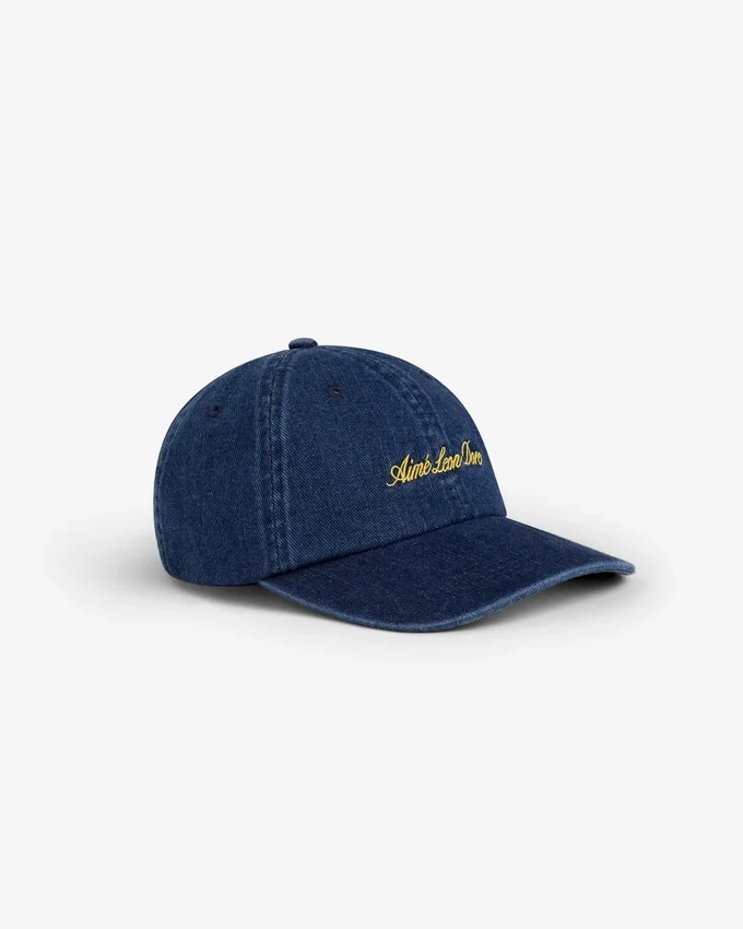 Denim-keps med text