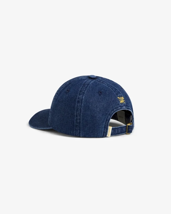 Denim-keps med text