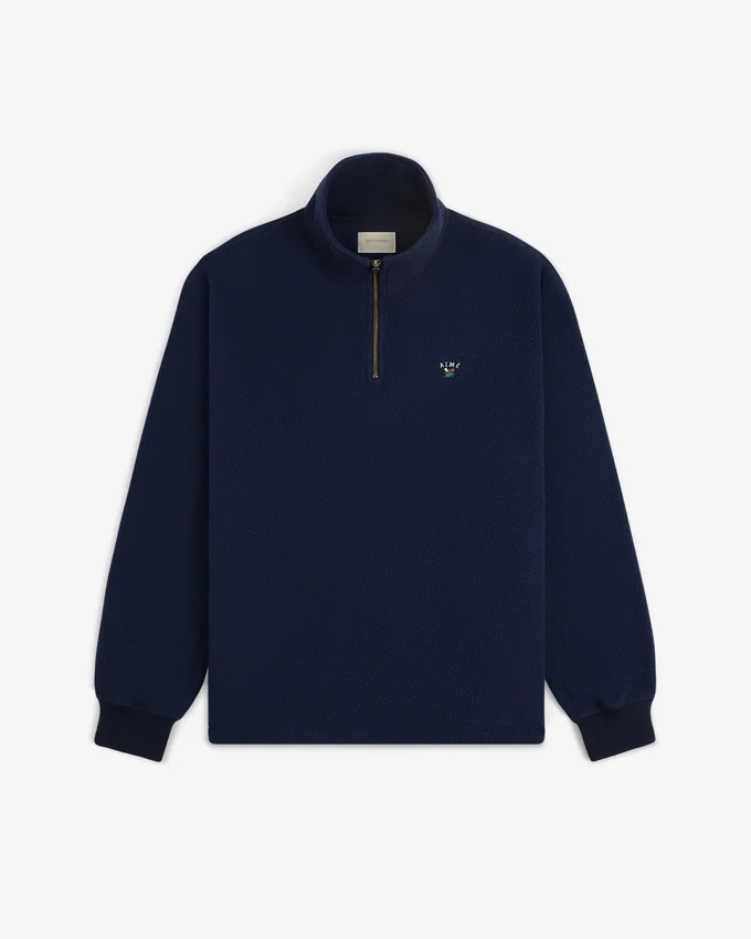 Fleecetröja med kvartslås och vapensköld