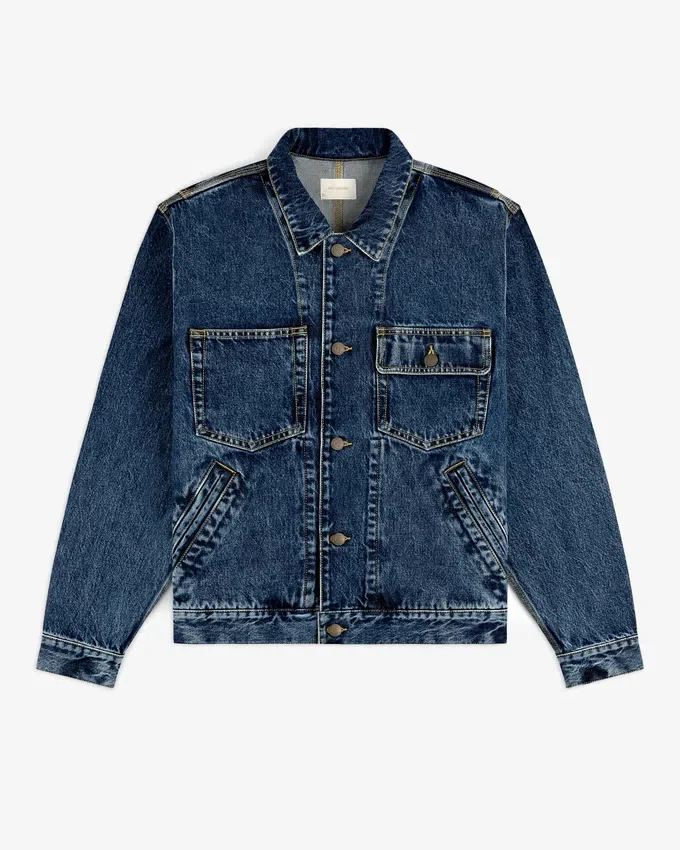 Jeansjacka i truckerstil