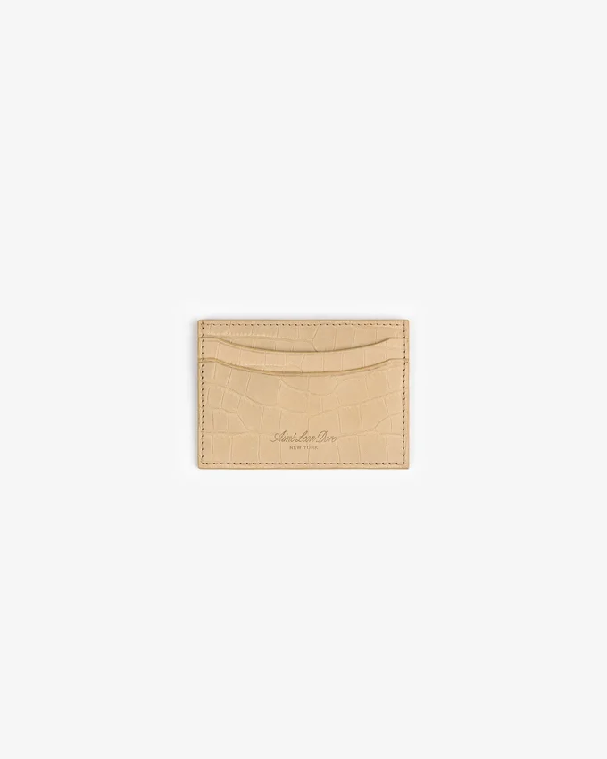 Kortfodral i nubuck med krokodilprägling