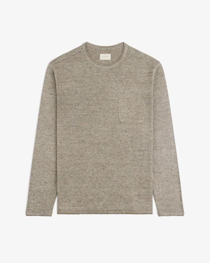 Långärmad stickad T-shirt med ficka