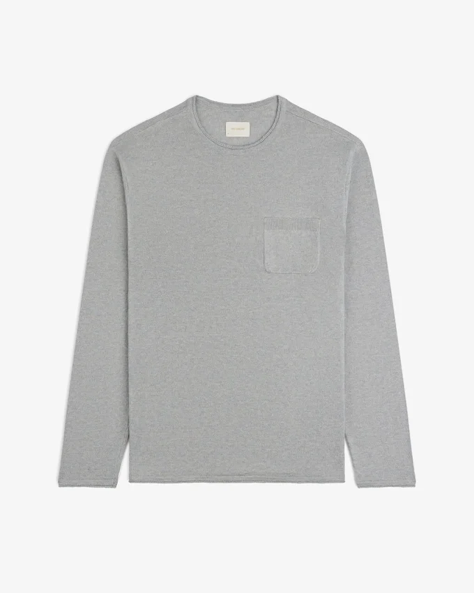 Långärmad stickad T-shirt med ficka
