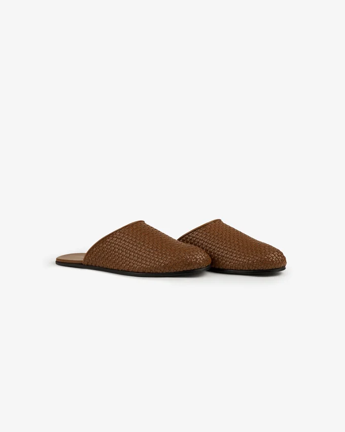 Mule i läder och raffia