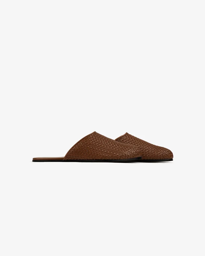 Mule i läder och raffia