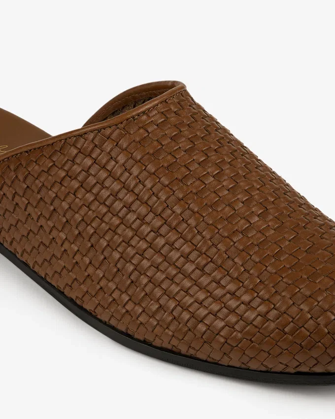 Mule i läder och raffia