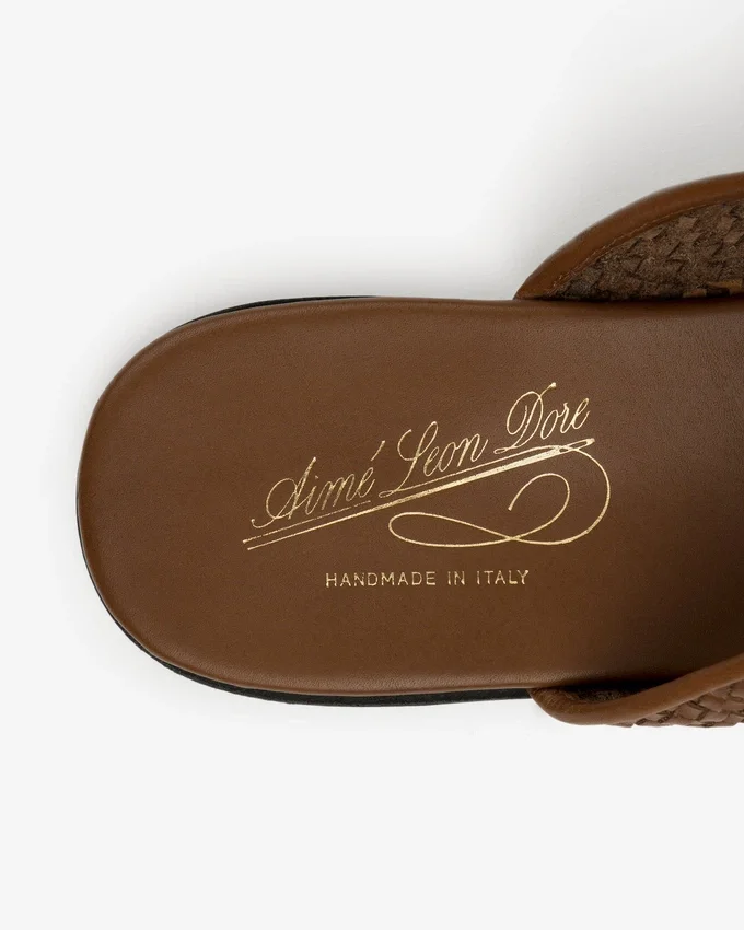 Mule i läder och raffia