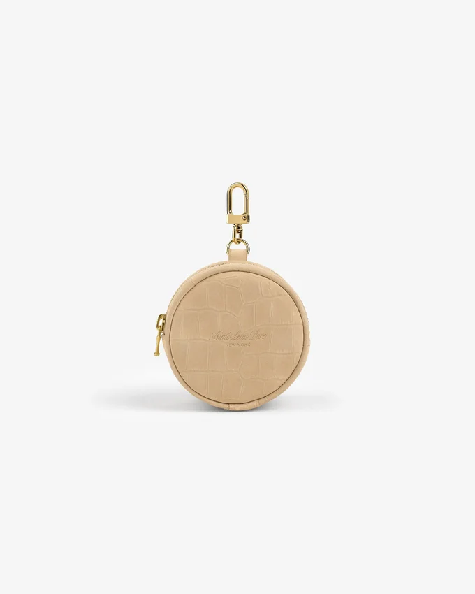 Nyckelpåse i nubuck med krokodilprägling