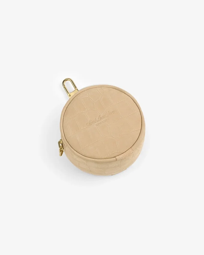 Nyckelpåse i nubuck med krokodilprägling