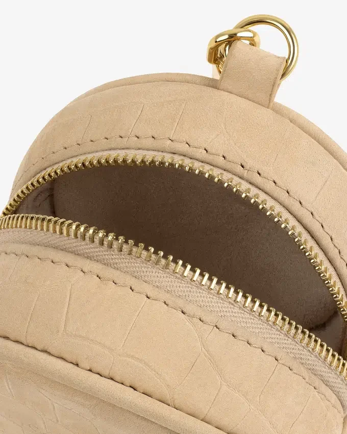 Nyckelpåse i nubuck med krokodilprägling