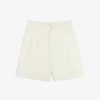 Plisserade bermudashorts i linneblandning
