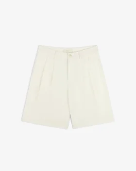 Plisserade bermudashorts i linneblandning