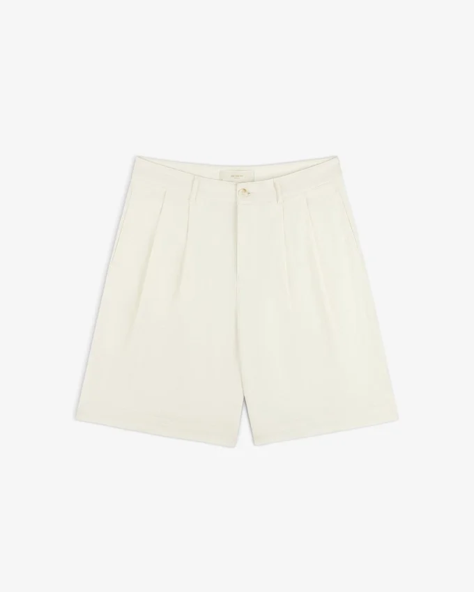 Plisserade bermudashorts i linneblandning