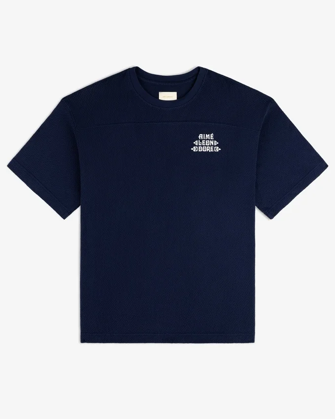 Pointelle-T-shirt med staplat logo