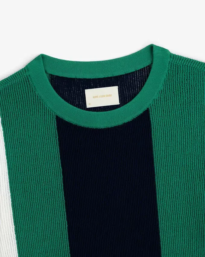 Randig T-shirt i nätstickat