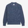 Stickad denimtröja med rund hals