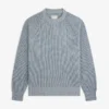 Stickad denimtröja med rund hals