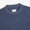 Stickad denimtröja med rund hals
