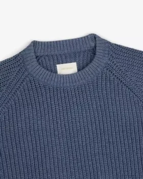 Stickad denimtröja med rund hals