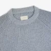 Stickad denimtröja med rund hals