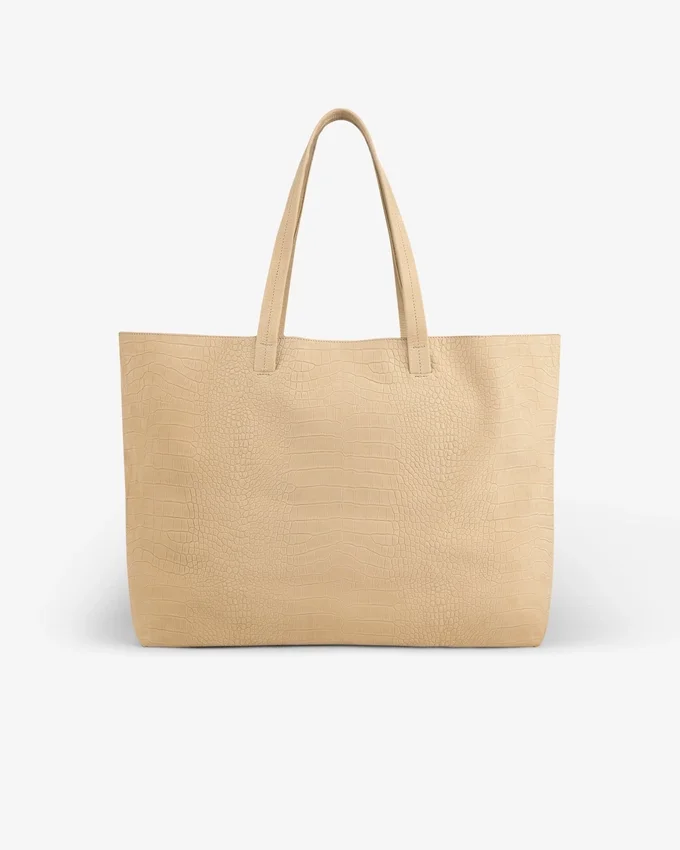 Tote-väska i nubuck med krokodilprägling