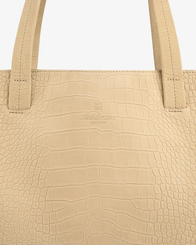 Tote-väska i nubuck med krokodilprägling