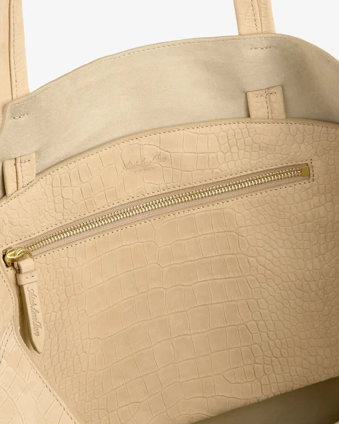 Tote-väska i nubuck med krokodilprägling