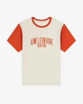 Tvättad T-shirt med ringad krage