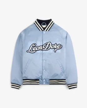 Varsityjacka i satin med överlagrat logo