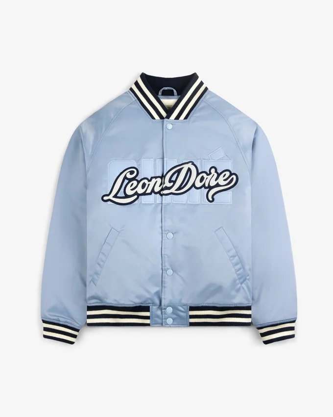 Varsityjacka i satin med överlagrat logo