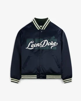 Varsityjacka i satin med överlagrat logo